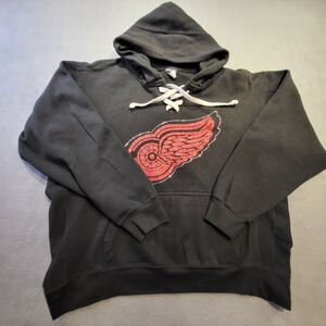 Red Wings Mens M Hoodie Lace Up Long Sleeve Pullover Sweatshirt Hockey Detroit